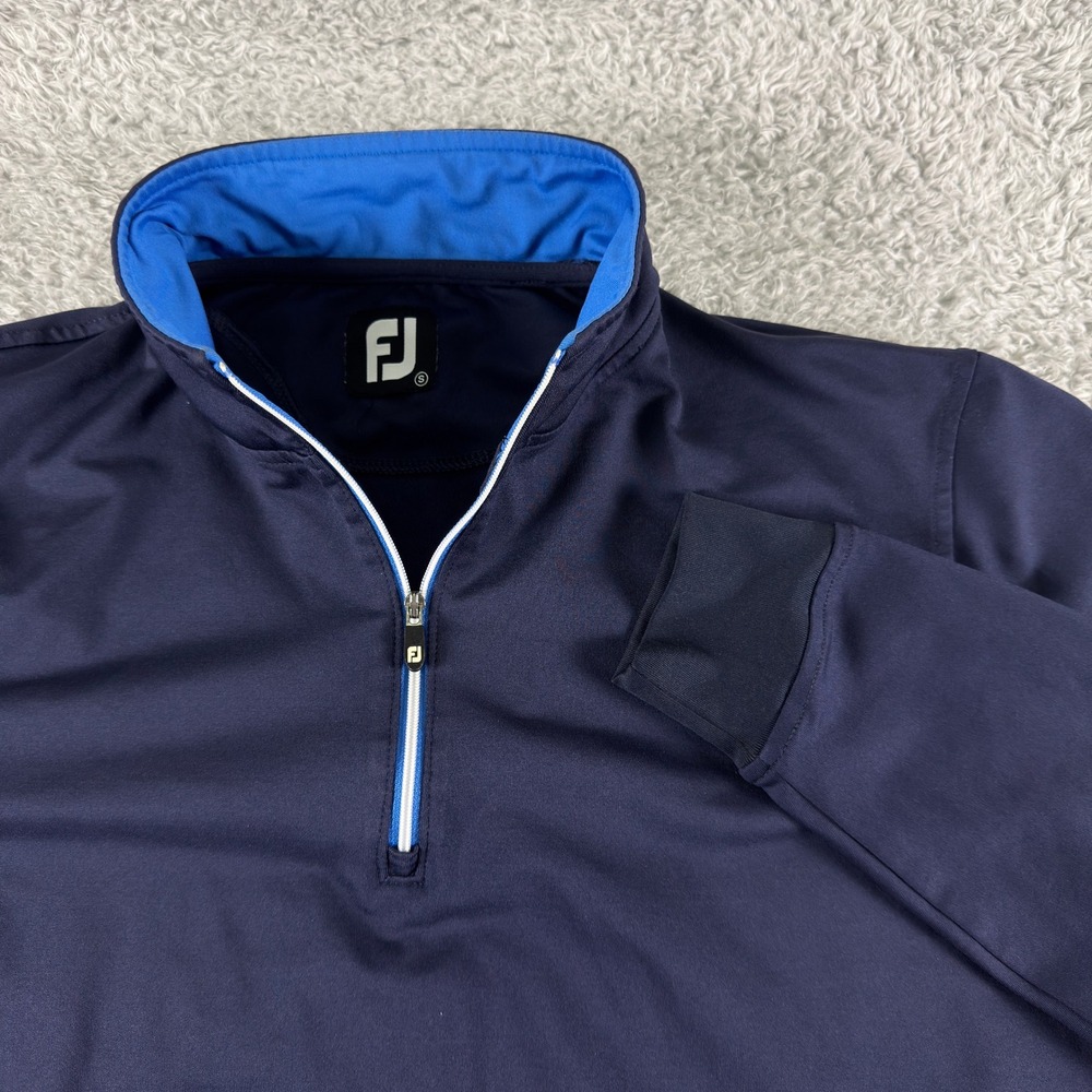 FootJoy Mens Navy Blue Quarter Zip Golf Pullover Performance Size Small‎